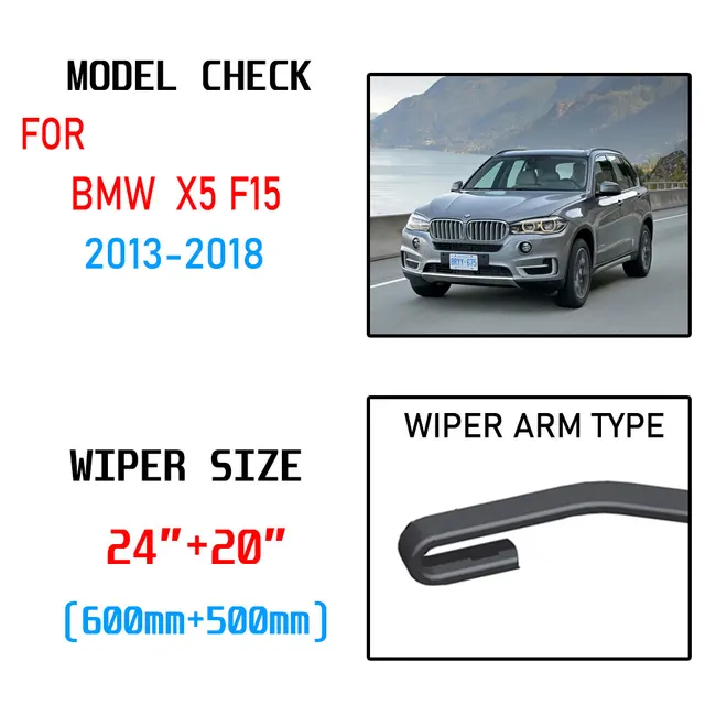 فرش شفرة ممسحة الزجاج الأمامي ، لسيارات BMW X5 F15 ، 2013 ، 2014 ، 2015 ، 2016 ، 2017 ، 2018 ، من النوع U ، خطاف-2
