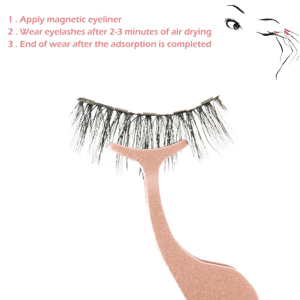 Faux Cils magnestique Naturel Магнитная жидкая подводка для глаз и магнитные накладные ресницы и Пинцет Набор магнитной подводки для глаз Накладные ресницы