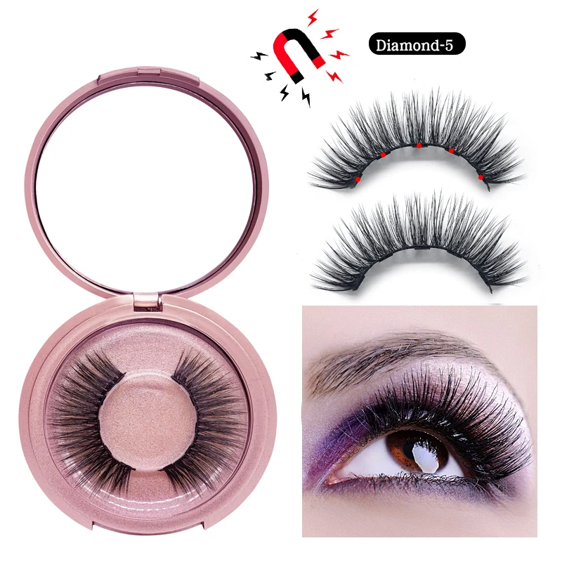 MAYSHIKOU 3D Faux Mink Magnetic False Eyelashes And Eyeliner Set Eyelash-Extension Cilp Handmade Natural Thick Style Tweezers