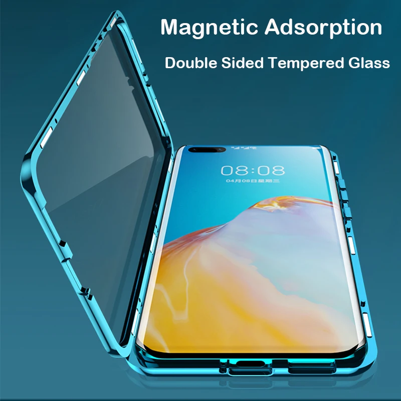 360 полностью Магнитный чехол для Huawei P40 Pro 5G Mate 30 20X P30 двойной стеклянный
