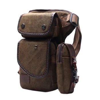 

FGGS-AOLAILUDI Brand New Men's Canvas Fashion Leg Bag Waist Pack Mobile Phone Bag Travel Motorcycle Leg Package Multi-Purpose Ba