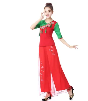 

Dance clothing women's new spring and summer square dance embroidery suit costume Yangko clothing fan dance performance clothing