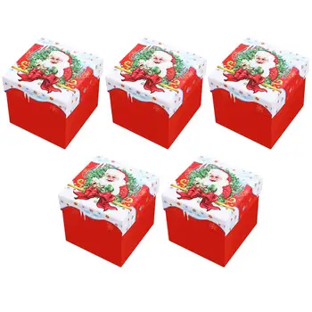 

5 Pcs Christmas Gift Boxes Candy Boxes Lovely Santa Clause Boxes (Red)