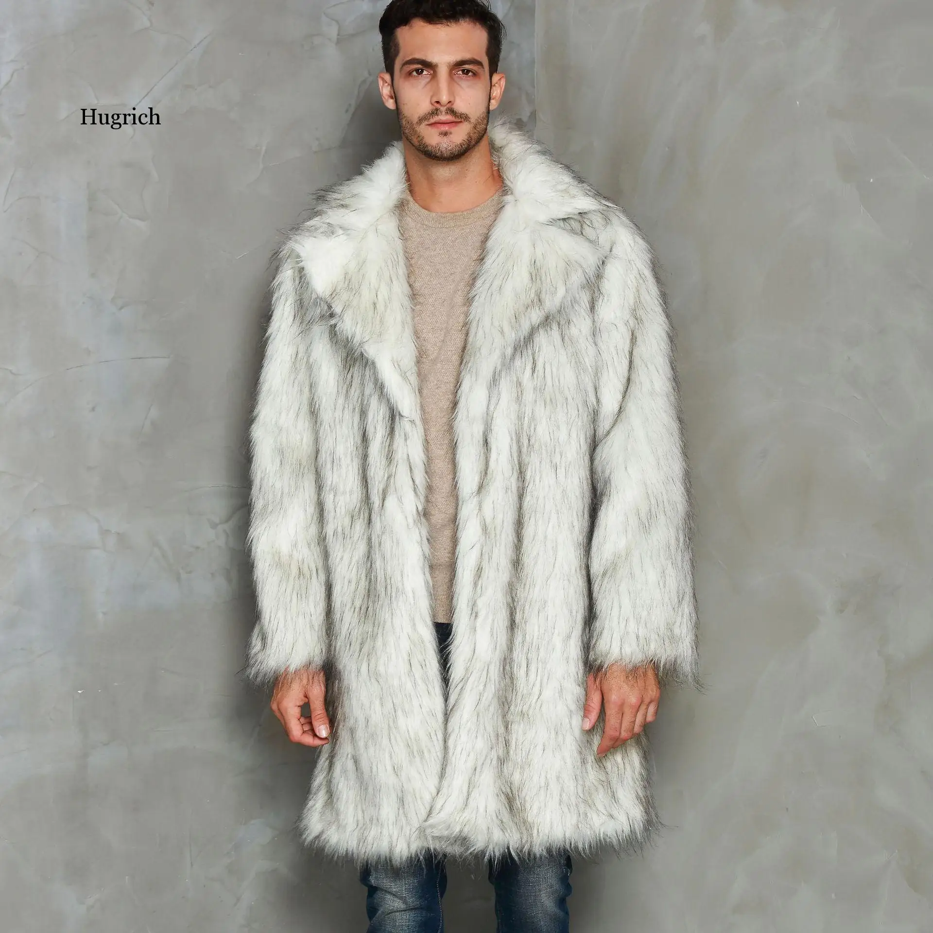 Winter Men Faux Fur Coat 2020 Fox Fur Jacket Fashion Mens Warm Solid Color Thick Outwear Overcoat