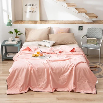 

Summer Washed Cotton Air-conditioning Quilt Soft Breathable Bed Cover Blanket Thin Solid Color Adult Children Bed Cover