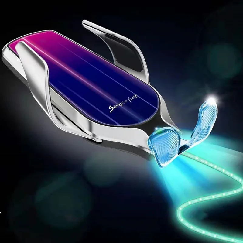 10 Вт автомобильное Qi Беспроводное зарядное устройство для iPhone XS X 8 11 Pro Max автоматический светодиодный автомобильный держатель телефона на вентиляции для samsung huawei - Тип штекера: Silver