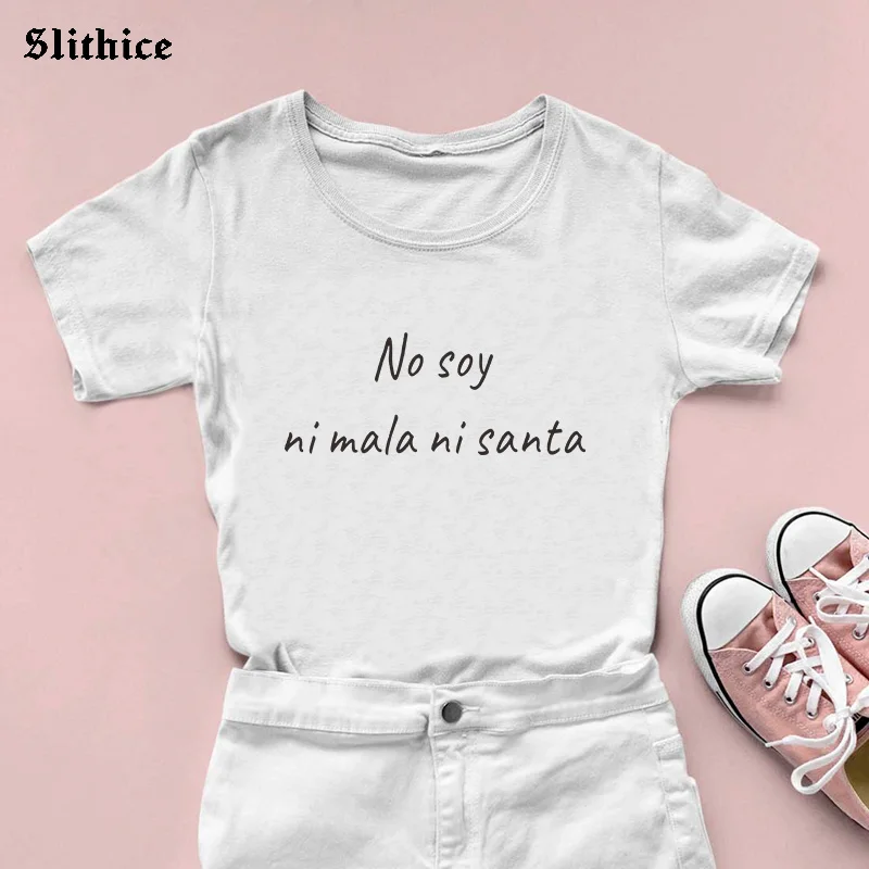 Женский топ с надписью No soy ni mala santa модная шикарная хипстерская летняя футболка в