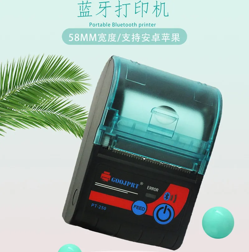 Portable Thermal Printer Bluetooth receipt bill 58mm 2 inch Mini pos Wireless Windows Android IOS mobile Pocket 57*50 big paper