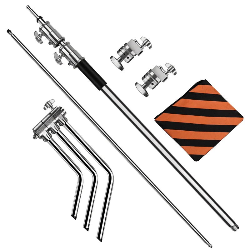 SH Photography Tripod 2.6m C-stand Light Stand 100% Metal 8.53ft With Boom Arm Professional For Photo Studio Softbox