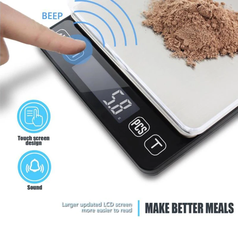 Новые цифровые карманные весы с сенсорным дисплеем, 500 г/0,01 г кухонные весы для пищевых продуктов, мини ювелирные весы с подсветкой ЖК-дисплея
