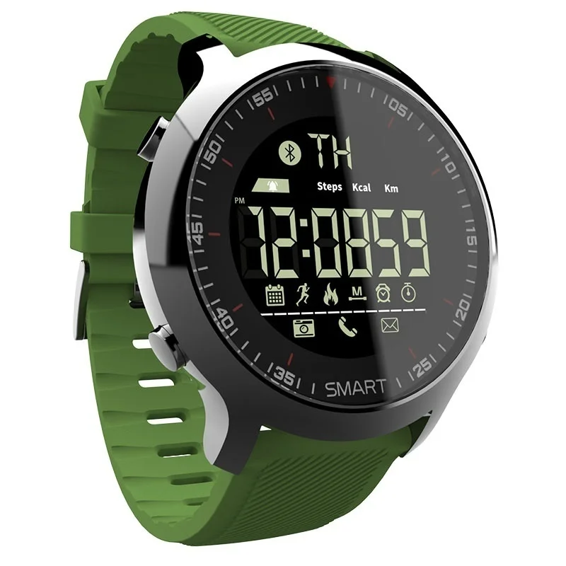 Смарт-часы IP68 Водонепроницаемый 5ATM Шагомер напоминание о сообщениях длительное время ожидания подсветка фитнес часы-трекер спортивный браслет - Цвет: Зеленый