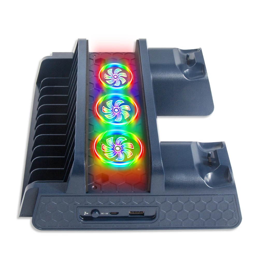  OIVO PS4/PS4 Slim/PS4 Pro Vertical Cooling Stand Dual Controller Station Chargers Game storages LED