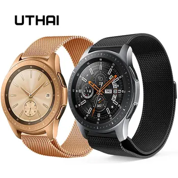

UTHAI S08 milanese loop strap 20mm 22mm For Galaxy watch 42mm 46mm For Amazfit Watch Stainless Steel watchband Quick Release