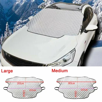 

Car Windshield Snow Protector Cover Winter Ice Frost Sunshades Guard multi-function Silver three-layer quilted car accessory