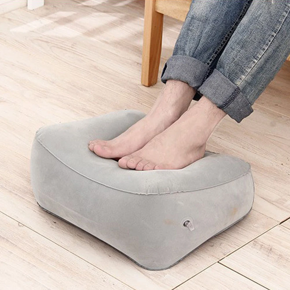 New Inflatable Foot Rest Pillow Cushion Air Travel Office Home Leg Up Footrest Relax Plane Car Adult Kids Foot Rest Pad