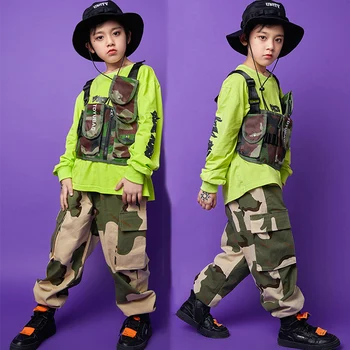 

Jazz Dance Costumes For Boys Camouflage Hip Hop Stage Rave Outfit Street Dance Practice Wear Performance Clothing 3 Pcs DC2921