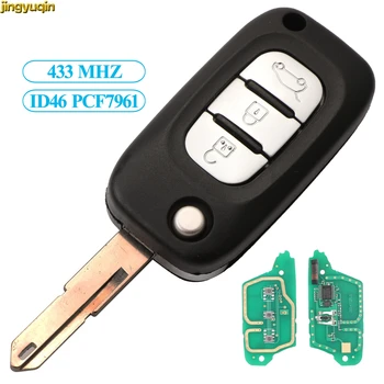 

Jingyuqin 5pcs Remote Car Key ASK FSK 433MHZ ID46 pcf7961 For Renault Clio 3 Megane 3 Kangoo Modus Folding Flip Control