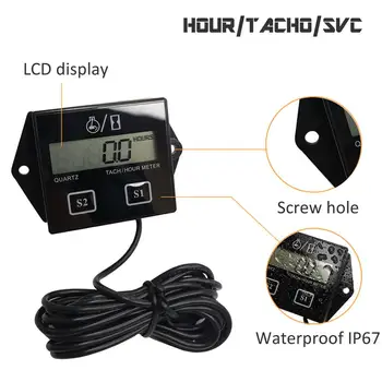 

Tach Maintenance Hour Meter Tachometer for 2 or 4 Stroke Gas Engine Motorcycle Small Engines Boat Digital Hour Meter Tachometer