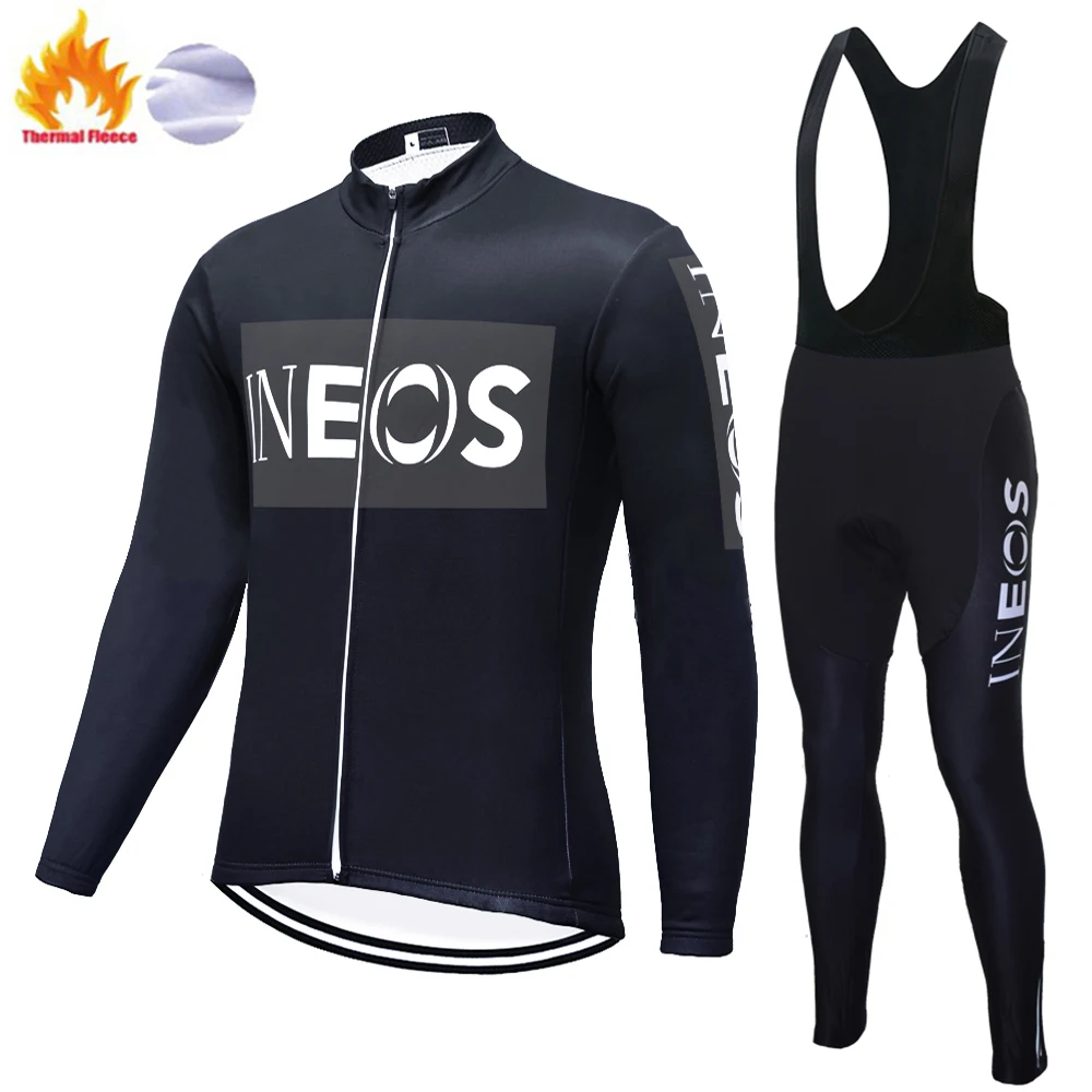 Радуга ropa hombre invierno ineos термо флисовая одежда для велоспорта с длинным рукавом Велоспорт Джерси костюм для улицы зимние штаны - Цвет: fleece set 4