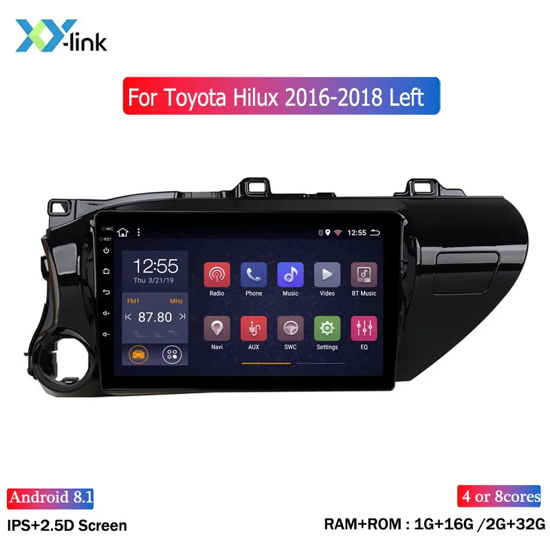 

2G RAM 32G ROM 10.1 inch Android 8.1 car gps navigation stereo multimedia player for Toyota Hilux 2016-2018