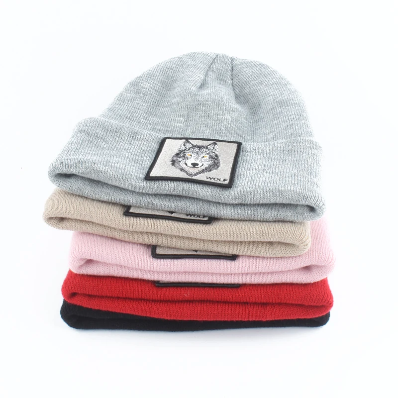 Волк шапка для животного Дети Skullies Beanies Мальчики Девочки зимняя шапка толстые вязаные детские шапки