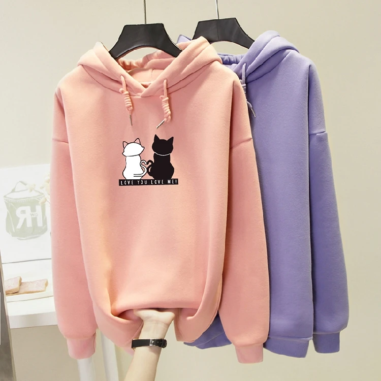 Kpop толстовки женские Kawaii Милая одежда Свободные повседневные трендовые утепленные толстовки с капюшоном пуловеры с длинным рукавом Новые