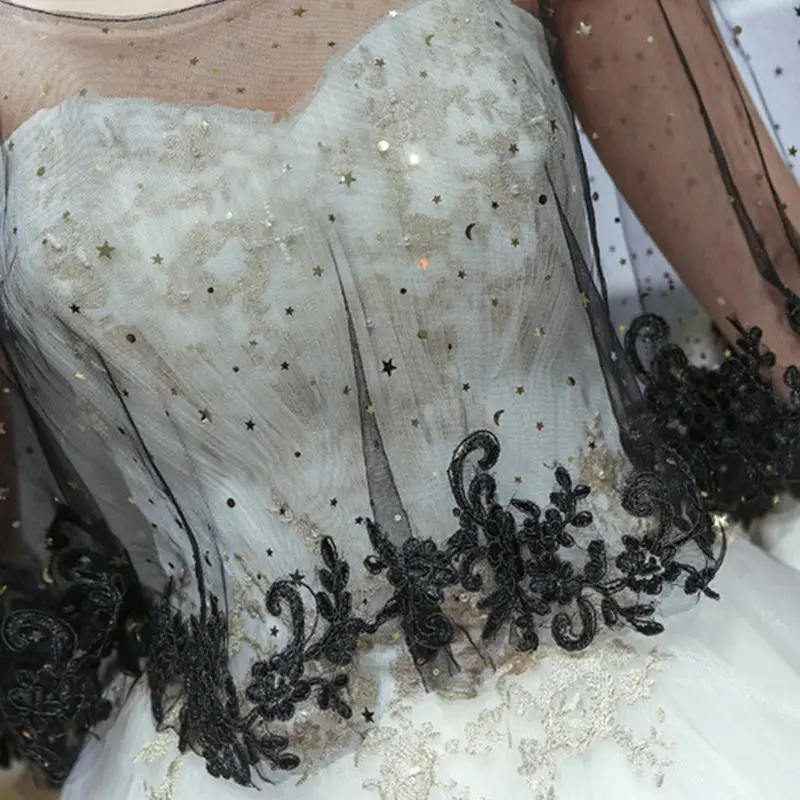 Женская свадебная накидка в стиле ретро из прозрачного черного тюля с цветочной вышивкой и кружевным подолом для невесты, болеро с