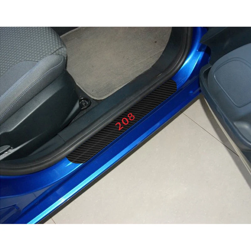 4 шт. автомобильные наклейки s для PEUGEOT 108 208 307 Автомобильный порог потертости против царапин углеродное волокно Авто двери наклейки аксессуары для автомобиля