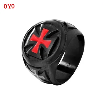 

925 new red cross oil drop punk ring retro men's ring