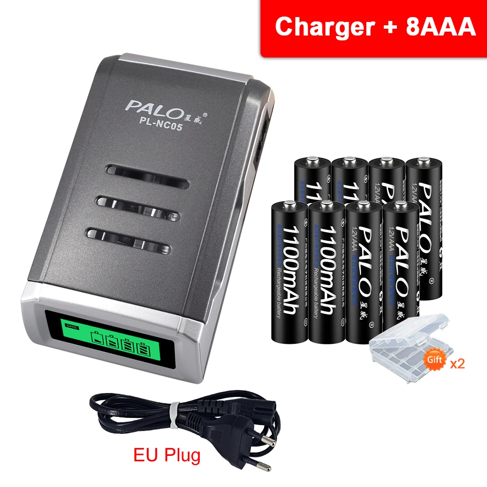 PALO 1 2 В AAA аккумуляторная батарея aaa ni MH батареи с ЖК дисплеем зарядное устройство