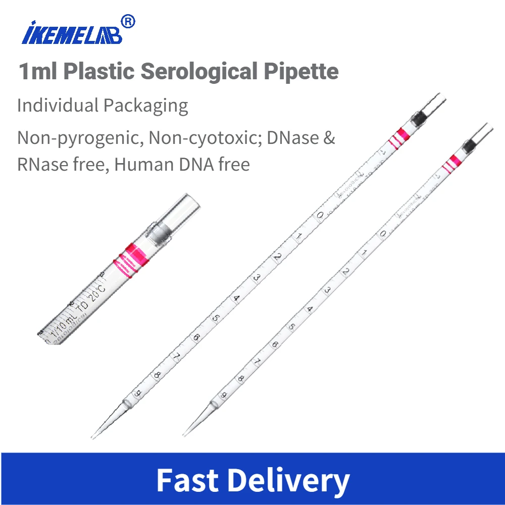 

50 Pcs 1ml Serological Pipette Burette Sterile Disposable Plastic