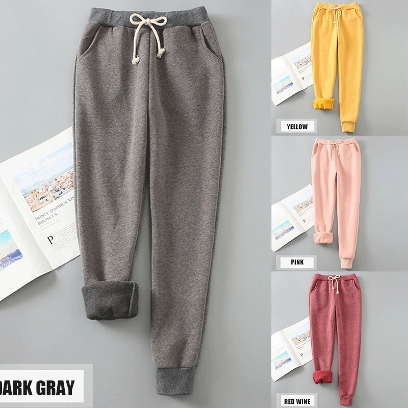 

Women Comfy Warm Harem Pants Thick Warm Solid Color for Sports Running Winter SMN88