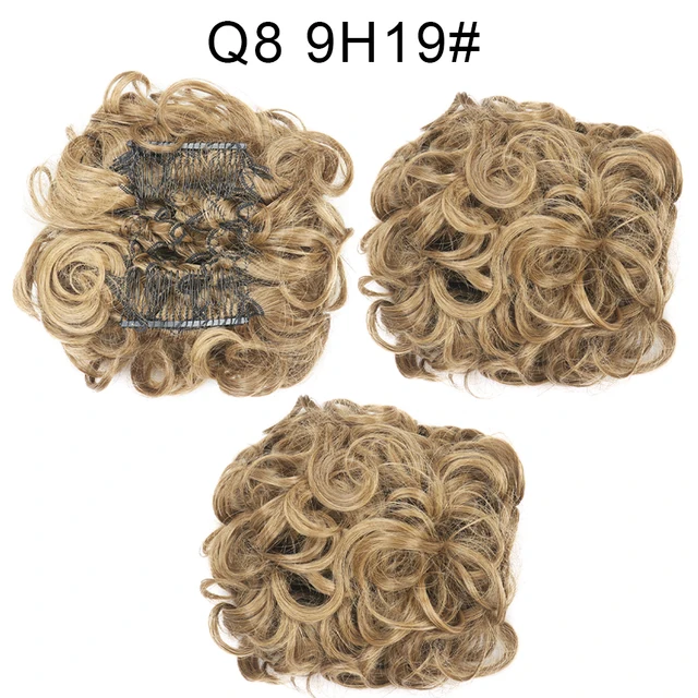Synthetic Curly Elastic Band Chignon Plastic Comb Clips in Hair Extension Hair Bun Updo Cover Hairpieces Hair Accessories Q8 9H19