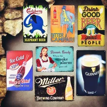 Слон пиво металлические жестяные вывески Паб Бар украшения тарелки Кола наклейки на стену железный плакат Гиннесс ПИВОВАРЕНИЕ Винтаж Домашний Декор MN78