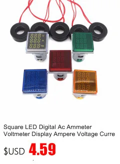 Квадратный светодиодный Ac цифровой двойной дисплей вольтметр амперметр ампер напряжение измеритель тока индикатор сигнальные огни 60-500 В 0-100A