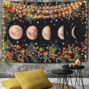 

Star Sun Moon And Flowers Tapestry Wall Hanging Ancient Wall Tapestry Hippie Tapestry Trippy Wall Carpets Psychedelic Tapestry