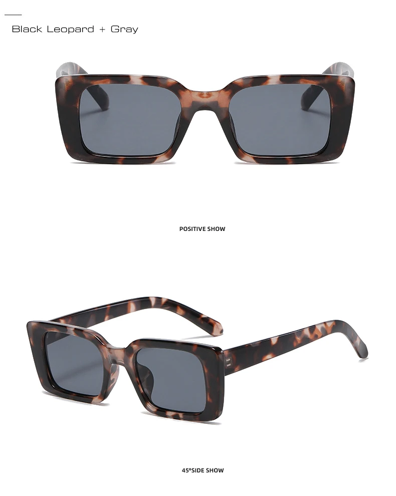 Women's Glasses SO&EI Ins Popular Fashion Small Rectangle Sunglasses Women Retro Leopard Shades UV400 Men Trending Square Sun Glasses oversized square sunglasses