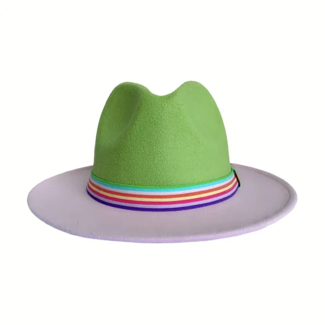 Unisex Men Womens Panama Hat Green Pink 