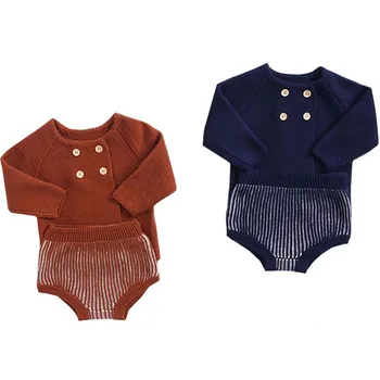 

Spring Autumn Suit Baby Suit Cotton Knitted Baby Lantern Shorts Long Sleeve Cardigan Two-piece Suit Kids Clothes Suit