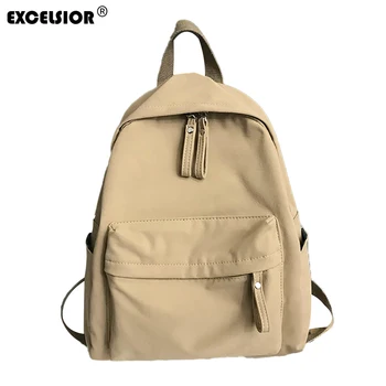 

EXCELSIOR 2020 New Student Backpack Solid Color Canvas Men And Women College Fashion Casual Korean Backpack Student Schoolbag
