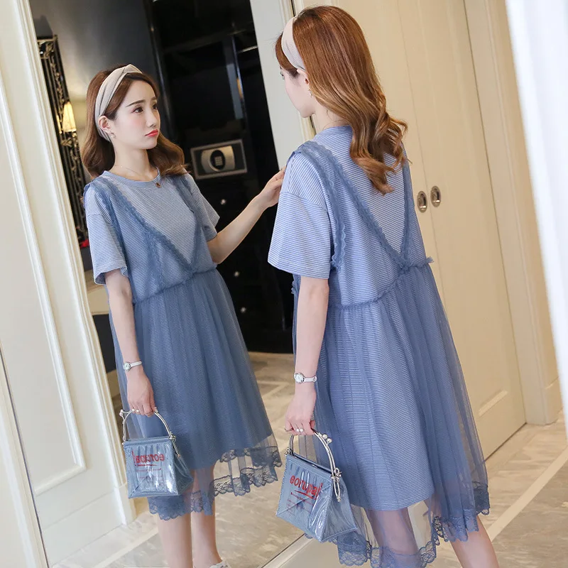 

Pregnant Women Two-Piece Set Dress Fashion Models 2019 Spring And Autumn New Style Maternity Clothes Fashion Mom Gauze Skirt