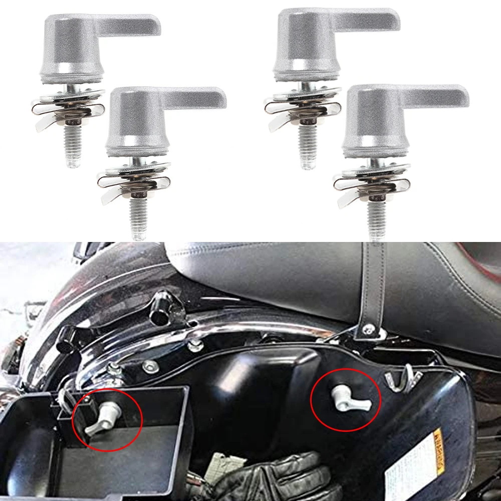 

For Harley Touring Dyna Road Glide Motorcycle Saddlebag Lever Lock Bolts + Nuts Kit Chrome Universal Accessories