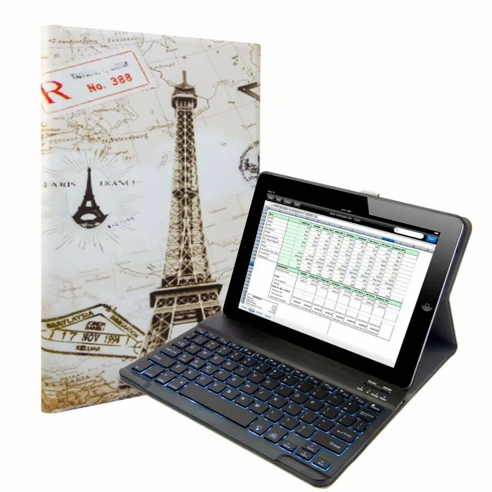 Мультяшный чехол из ткани с 7 подсветкой светильник-клавиатура для Apple IPad 9,7 Air 1 2 Pro 9,7 планшет Bluetooth клавиатура чехол