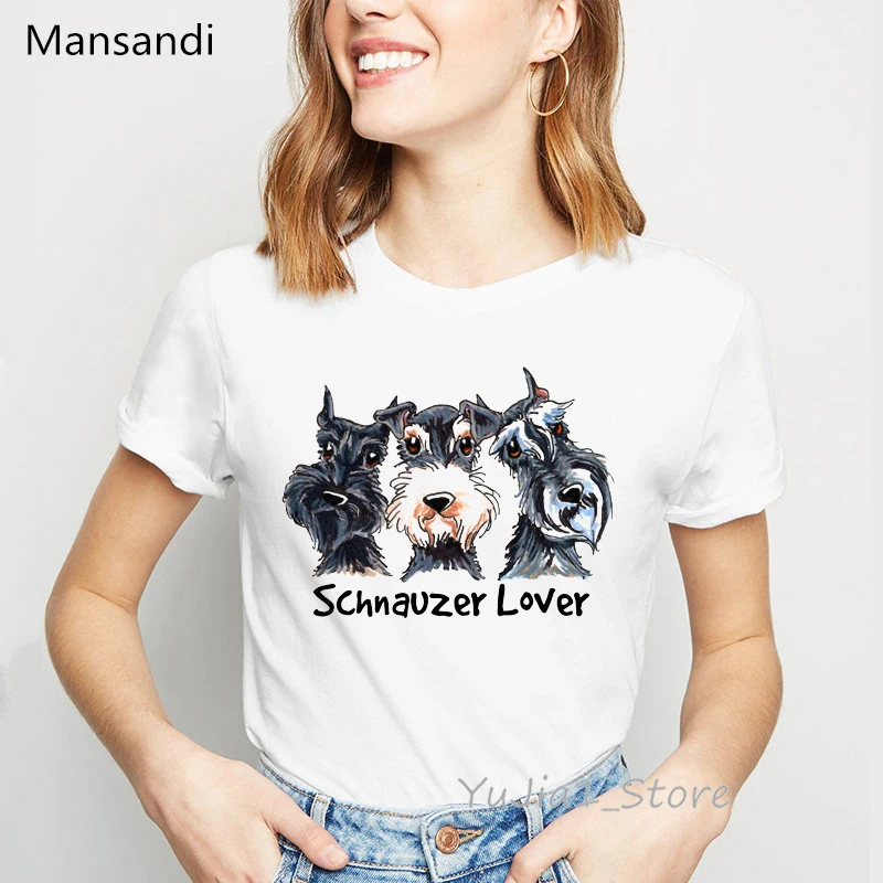 Футболка Schnauzer с принтом влюбленных собак футболки рисунком животных женская