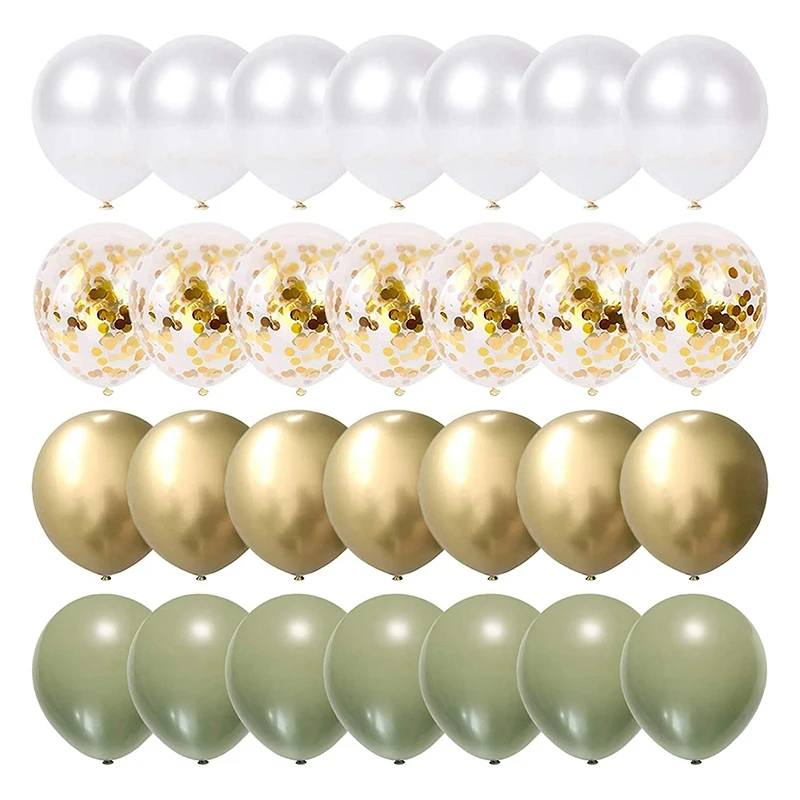1Set Balloons Eucalyptus Pearl White Gold Confetti Balloon Wedding Baby Shower Olive Green Birthday Party Decorations | Дом и сад