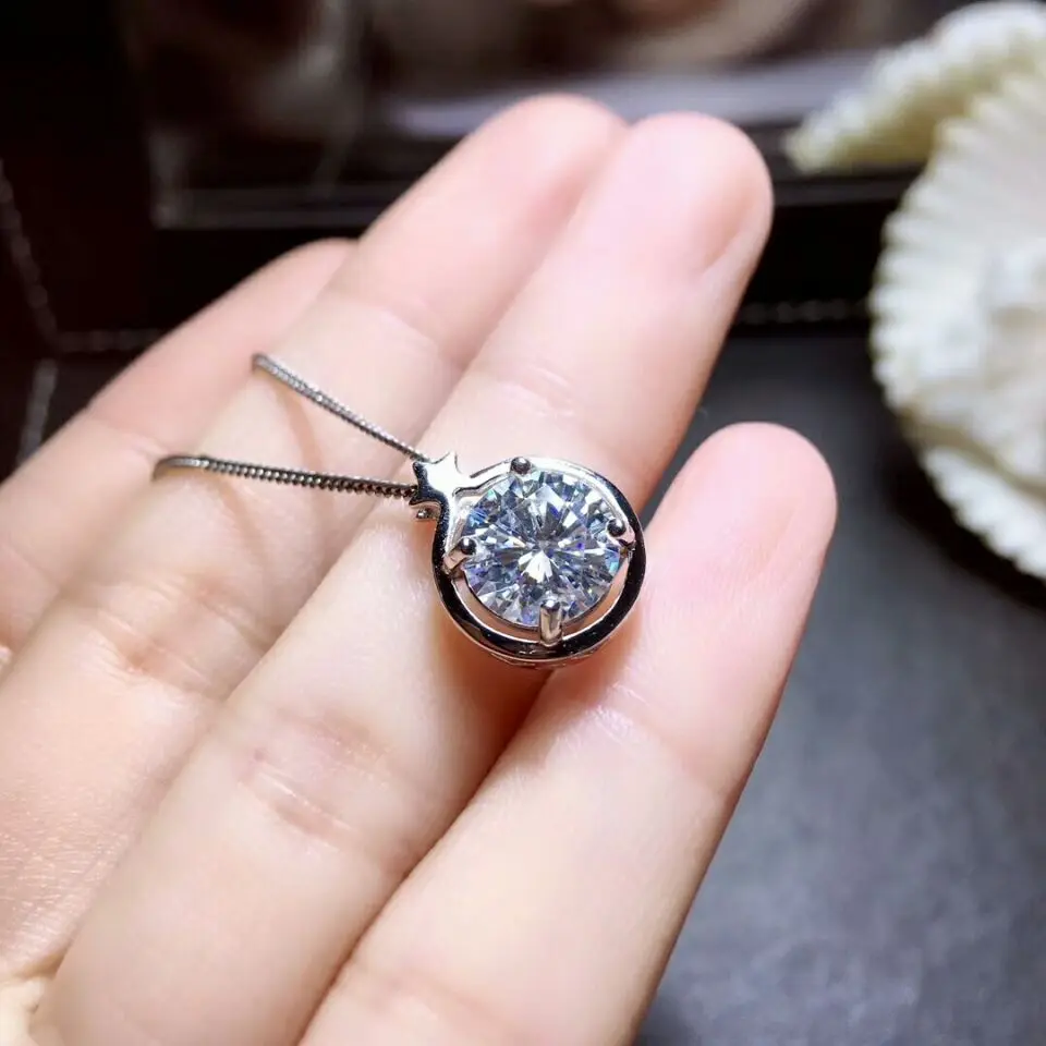 MeiBaPJ 2 карата Moissanite драгоценный камень Классический пятиконечная звезда кулон ожерелье для женщин Настоящее серебро 925-й пробы ювелирные изделия
