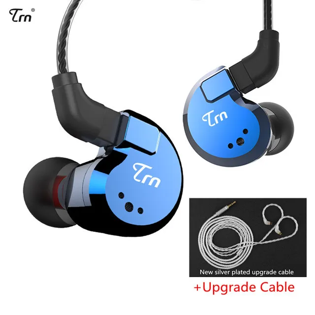 blue no mic silver TRN V80 2DD 2BA гибридные наушники-вкладыши Hi-Fi Monito спортивные наушники для бега наушники со съемным кабелем ZST V30 ES4 24h - Цвет: blue no mic silver