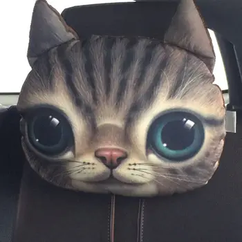 

3D Printed Tiger Cat face Car Headrest Neck Rest Auto Neck Safety Cushion/ Car Neck Support Headrest With Activated Carbon