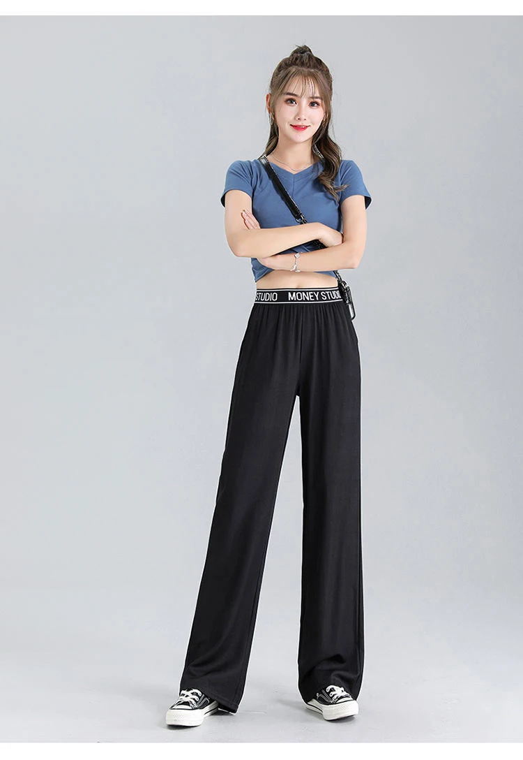 Pantalones vaqueros de lyocell, pantalones largos de pierna ancha para mujer, rectos, sueltos, de cintura alta, deportivos, casuales, pantalones de oficina para mujer, ropa de trabajo fina para mujer