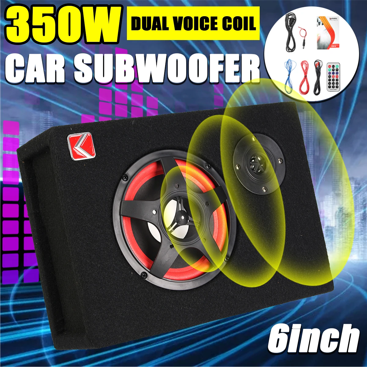 US $33.52 350W Car Subwoofer Theater HIFI Amplifier Stereo Bass Under Seat Active Powerful 6inch Card Car Seat Power Digital Audio Speaker